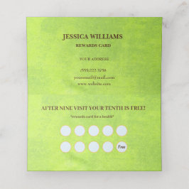 Gelbe Blumen auf Abstrakt-grüner Monogram Treuekarte