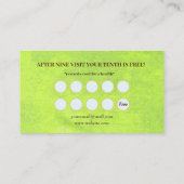 Gelbe Blumen auf Abstrakt-grüner Monogram Treuekarte (Rückseite)