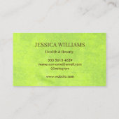 Gelbe Blumen auf Abstrakt-grüner Monogram Visitenkarte (Rückseite)