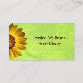 Gelbe Blumen auf Abstrakt-grüner Monogram Visitenkarte