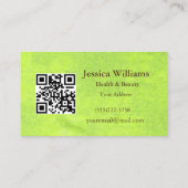 Gelbe Blumen auf Abstrakt-grüner Monogram Visitenkarte (Rückseite)