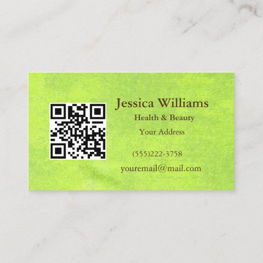 Gelbe Blumen auf Abstrakt-grüner Monogram Visitenkarte (Rückseite)