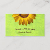 Gelbe Blumen auf Abstrakt-grüner Monogram Visitenkarte (Vorderseite)