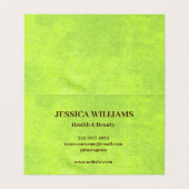 Gelbe Blumen auf Abstrakt-grüner Monogram Visitenkarten (Innenseite Aufgefaltet)