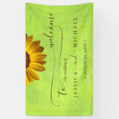 Gelbe Blumen auf Abstrakter Grüner Hochzeit Banner (Vertikal)