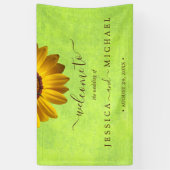 Gelbe Blumen auf Abstrakter Grüner Hochzeit Banner (Vertikal)