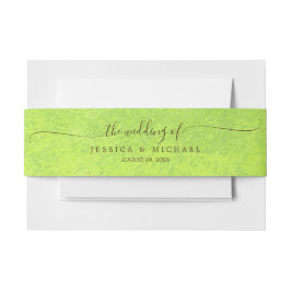 Gelbe Blumen auf Abstrakter Grüner Hochzeit Einladungsbanderole