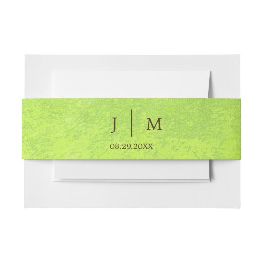 Gelbe Blumen auf Abstrakter Grüner Hochzeit Einladungsbanderole (Vorderseite Beispiel)