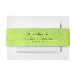 Gelbe Blumen auf Abstrakter Grüner Hochzeit Einladungsbanderole