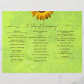 Gelbe Blumen auf Abstrakter Grüner Hochzeit Flyer (Hinten)