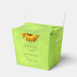 Gelbe Blumen auf Abstrakter Grüner Hochzeit Geschenkschachtel
