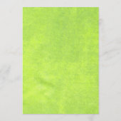 Gelbe Blumen auf Abstrakter Grüner Hochzeit Menükarte (Rückseite)