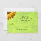 Gelbe Blumen auf Abstrakter Grüner Hochzeit RSVP Karte (Vorderseite)