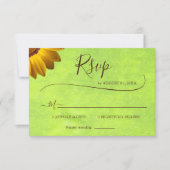 Gelbe Blumen auf Abstrakter Grüner Hochzeit RSVP Karte (Vorderseite)