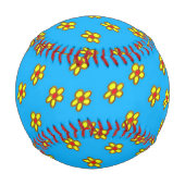 Gelbe Blumen auf blau Baseball (Rückseite)