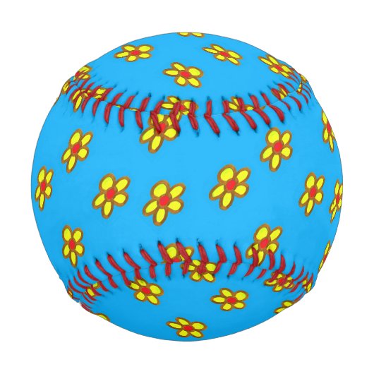 Gelbe Blumen auf blau Baseball (Vorderseite)