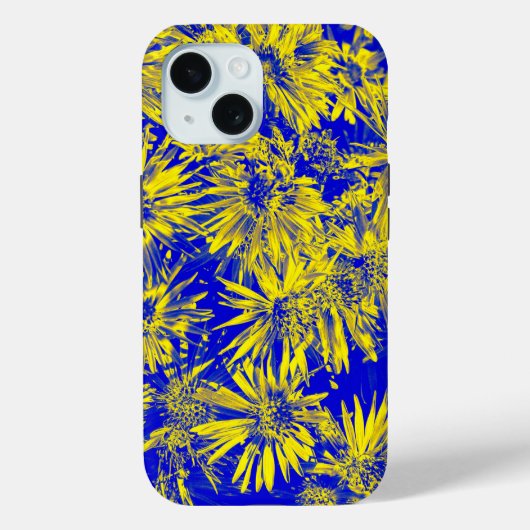 Gelbe Blumen auf Blau Case-Mate iPhone Hülle (Rückseite)