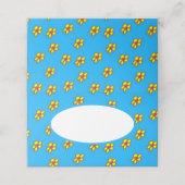 Gelbe Blumen auf blau Platzkarte (Außenseite Aufgefaltet)