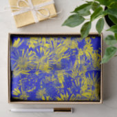 Gelbe Blumen auf blau Seidenpapier (Geschenk)