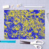 Gelbe Blumen auf blau Seidenpapier (Handwerk)
