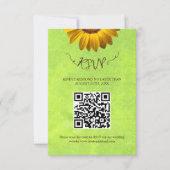 Gelbe Blumen auf der Abstrakten Green Wedding RSVP Karte (Vorderseite)