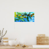 Gelbe Blumen auf einem Baumzweig Poster (Küche)