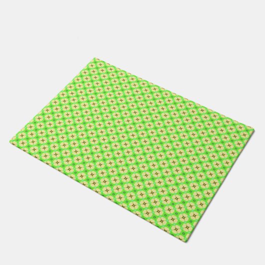 Gelbe Blumen auf Grün Fußmatte (Schrägansicht)