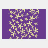 Gelbe Blumen auf Lila Muster Geschenkpapier Set (Vorderseite 3)