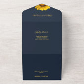 Gelbe Blumen auf Navy Blue-Hintergrund Monogram in All In One Einladung (Außenbereich)
