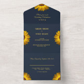 Gelbe Blumen auf Navy Blue-Hintergrund Monogram in All In One Einladung (Innen Boden)