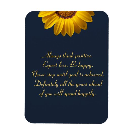 Gelbe Blumen auf Navy Blue-Hintergrund Monogram in Magnet (Vertikal)