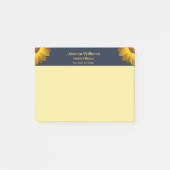 Gelbe Blumen auf Navy Blue-Hintergrund Monogram Post-it Klebezettel (Vorderseite)