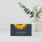 Gelbe Blumen auf Navy Blue-Hintergrund Monogram Re Empfehlungskarte (Stehend Vorderseite)