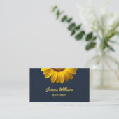 Gelbe Blumen auf Navy Blue-Hintergrund Monogram Terminkarte (Stehend Vorderseite)