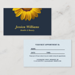 Gelbe Blumen auf Navy Blue-Hintergrund Monogram Terminkarte