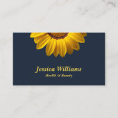 Gelbe Blumen auf Navy Blue-Hintergrund Monogram Terminkarte (Vorderseite)