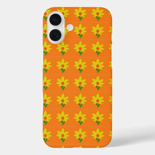 Gelbe Blumen auf Orange Case-Mate iPhone Hülle (Rückseite)