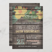 Gelbe Blumen auf rustikalen Erwachsenen Teen Gebur Einladung (Vorne/Hinten)