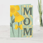 Gelbe Blumen auf Salbeigrünem Muttergruß Karte (Vorderseite)