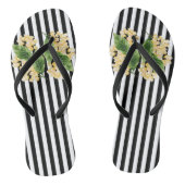 Gelbe Blumen auf schwarz-weißen Streifen Badesandalen (Fußbett)