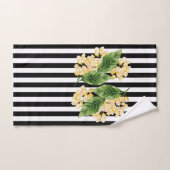 Gelbe Blumen auf schwarz-weißen Streifen Badhandtuch Set (Handtuch)
