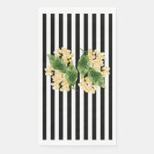 Gelbe Blumen auf schwarz-weißen Streifen Serviette (Vorderseite)