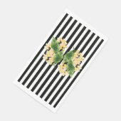 Gelbe Blumen auf schwarz-weißen Streifen Serviette (Ecke)