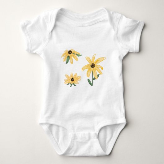 Gelbe Blumen Baby Strampler (Vorderseite)