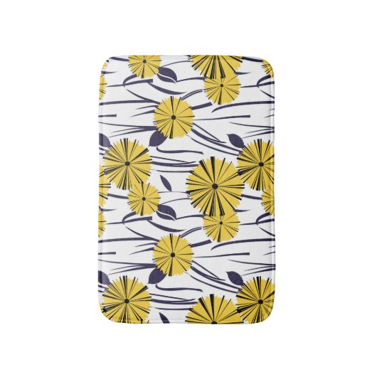 Gelbe Blumen Badematte (Vorderseite Vertikal)