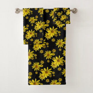 Gelbe Blumen Badhandtuch Set