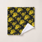 Gelbe Blumen Badhandtuch Set (Waschlappen)