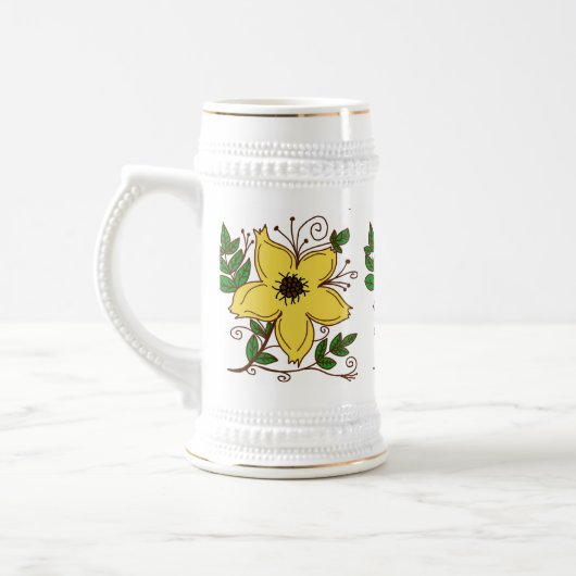 gelbe Blumen Bierglas (Links)