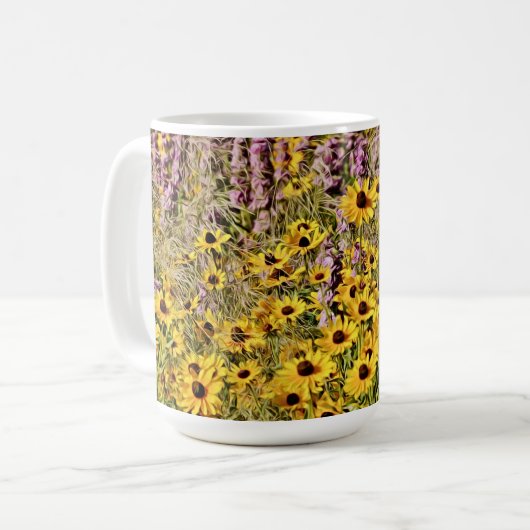 Gelbe Blumen Blumenbecher Tasse Cup (Vorderseite Links)