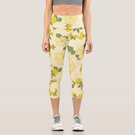 Gelbe Blumen, Blumenmuster, Muster von Blume Capri Leggings
